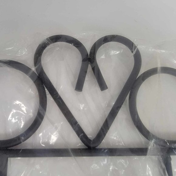 Vintage Home Interior black Wrought iron wall hook with 2 candle holders heart - Picture 9 of 12